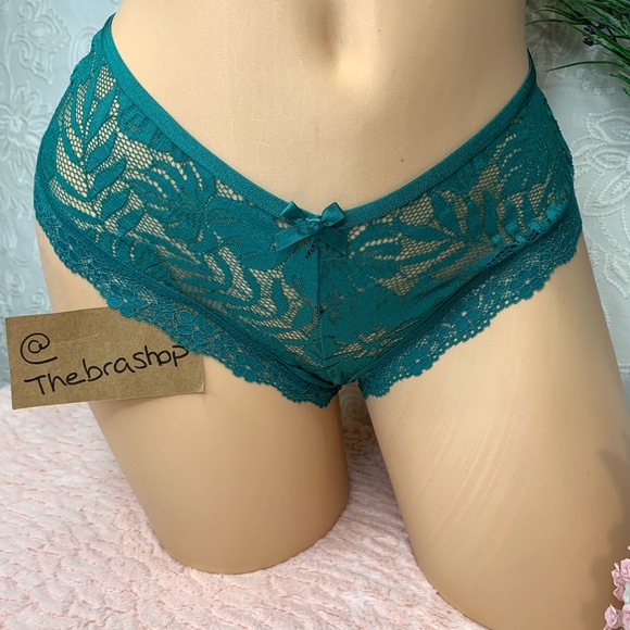 L Victoria’s Secret Green Palm Lace Cheeky - Picture 3 of 4